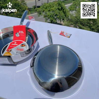 Chảo Inox 3 lớp đúc liền khối miệng rót Kalpen Zenger 20cm, bảo hành 5 năm