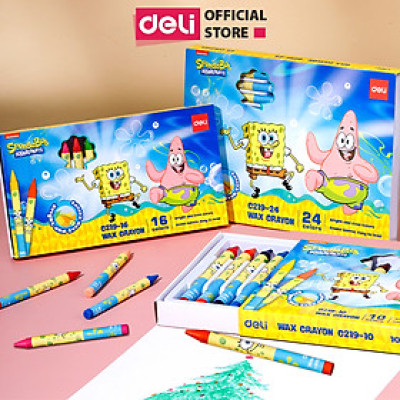 Bút Sáp Màu Nến Bọt Biển Cho Bé Deli -16/24 Màu Tươi Đậm Ít Vụn An Toàn Với Tô Màu Vẽ Tranh Mỹ Thuật