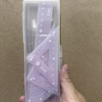 Bộ Dụng Cụ Học Sinh Tazano 4 Món JR-02 Thước Kẻ, Thước Đo Góc, Thước Đo Độ