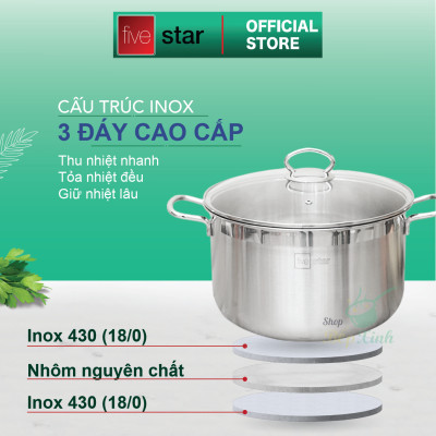 Nồi luộc gà 3 đáy 28 cm Fivestar FSN 28IN1 tặng 2 vá canh 