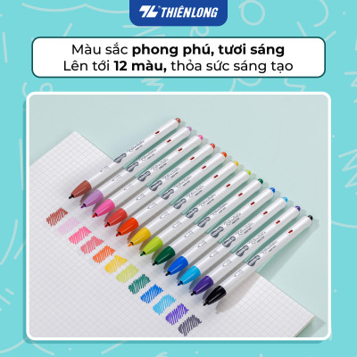 Bút lông 6/12 màu dạng bấm Retractable Fiber Pens Classic Thiên Long Colokit - 0.6mm