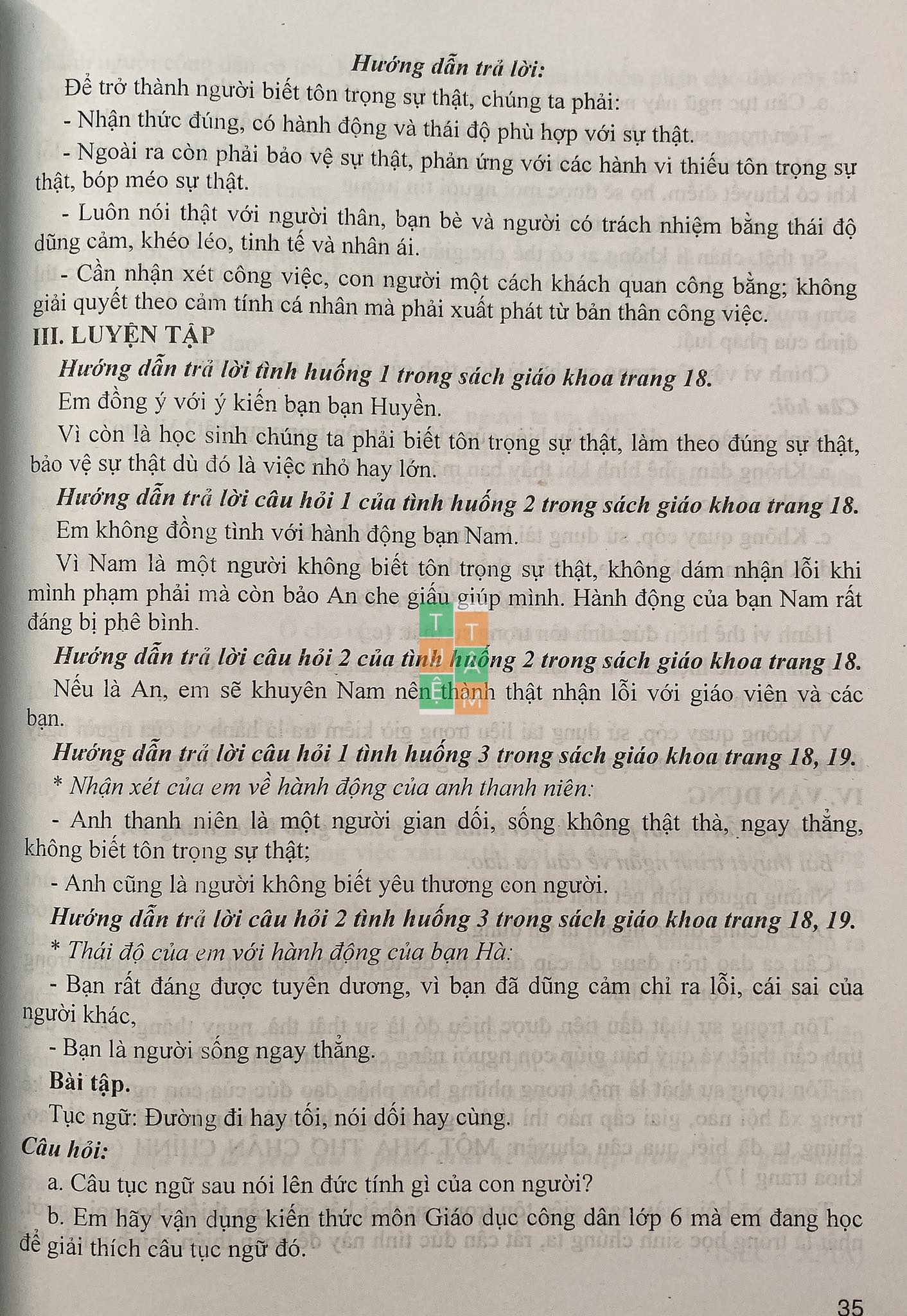 Sách - Hướng dẫn trả lời câu hỏi và bài tập Giáo dục công dân lớp 6 (Chân trời sáng tạo)