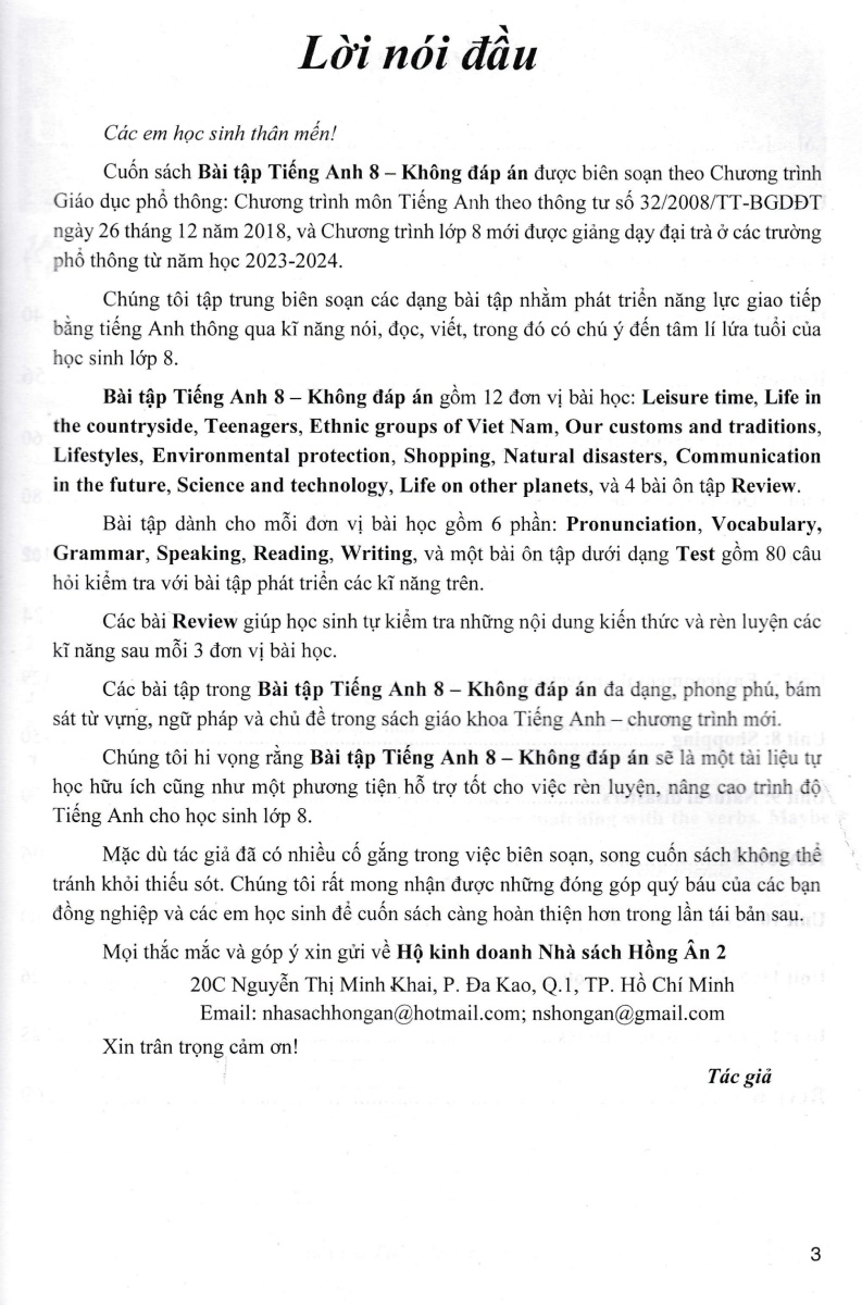 Bài Tập Tiếng Anh 8 - Không Đáp Án (Kết Nối Tri Thức) -Tặng Kèm File Đáp Án -HA