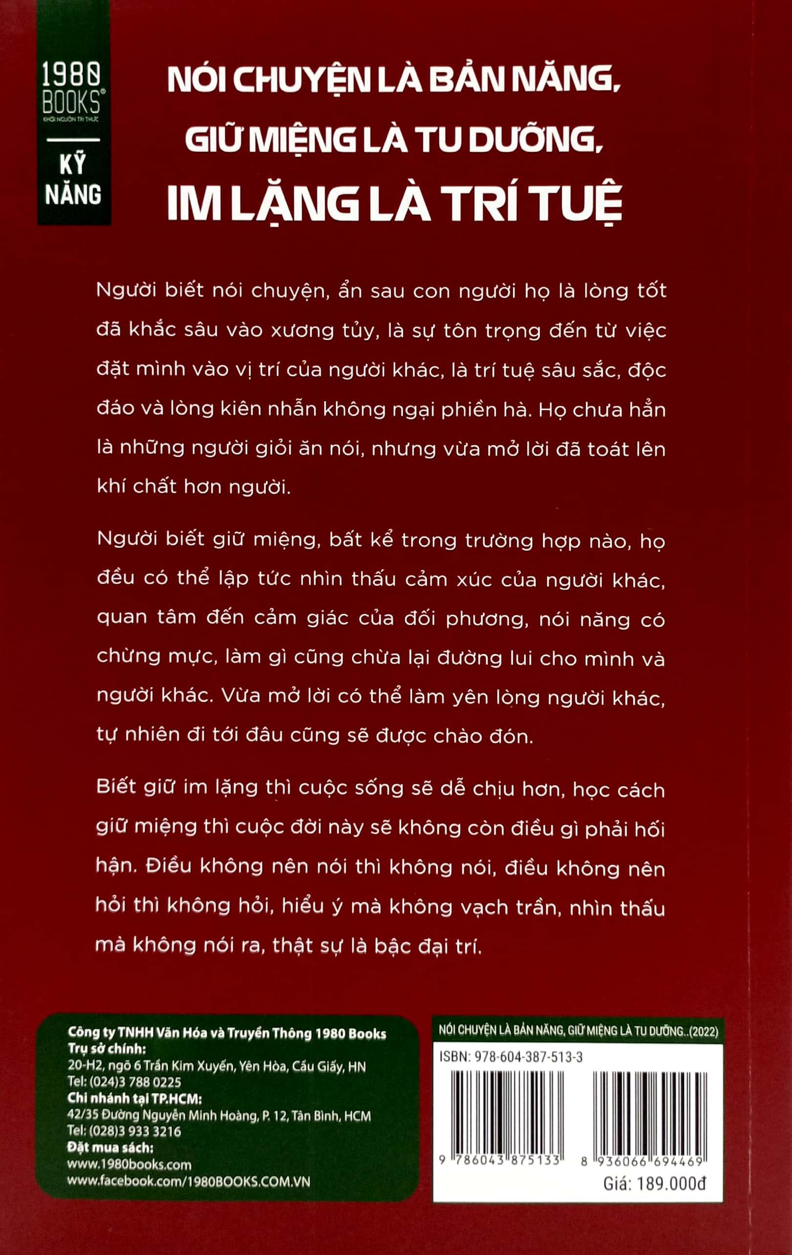 Nói Chuyện Là Bản Năng, Giữ Miệng Là Tu Dưỡng, Im Lặng Là Trí Tuệ (Tái Bản)