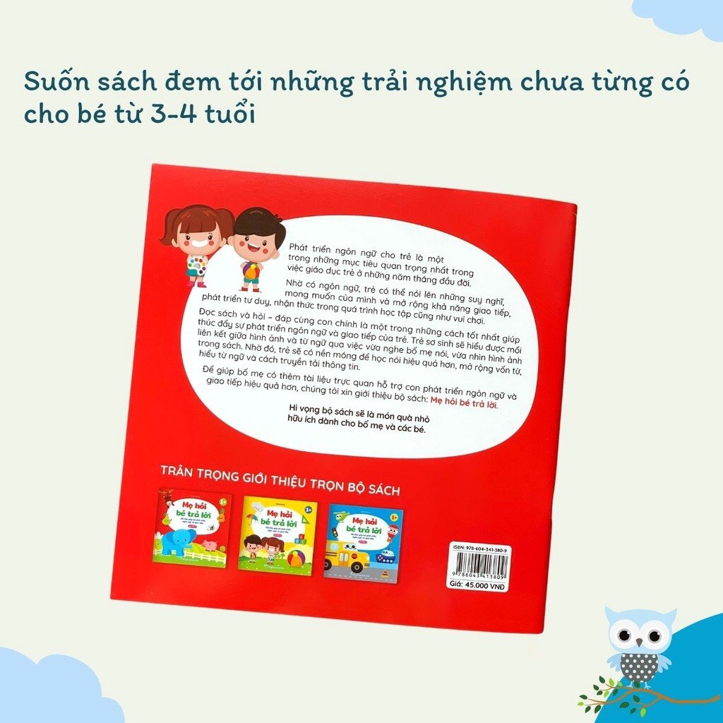 Sách - Mẹ hỏi bé trả lời, hỏi đáp giúp bé phát triển ngôn ngữ và giao tiếp (Bộ 3 cuốn)