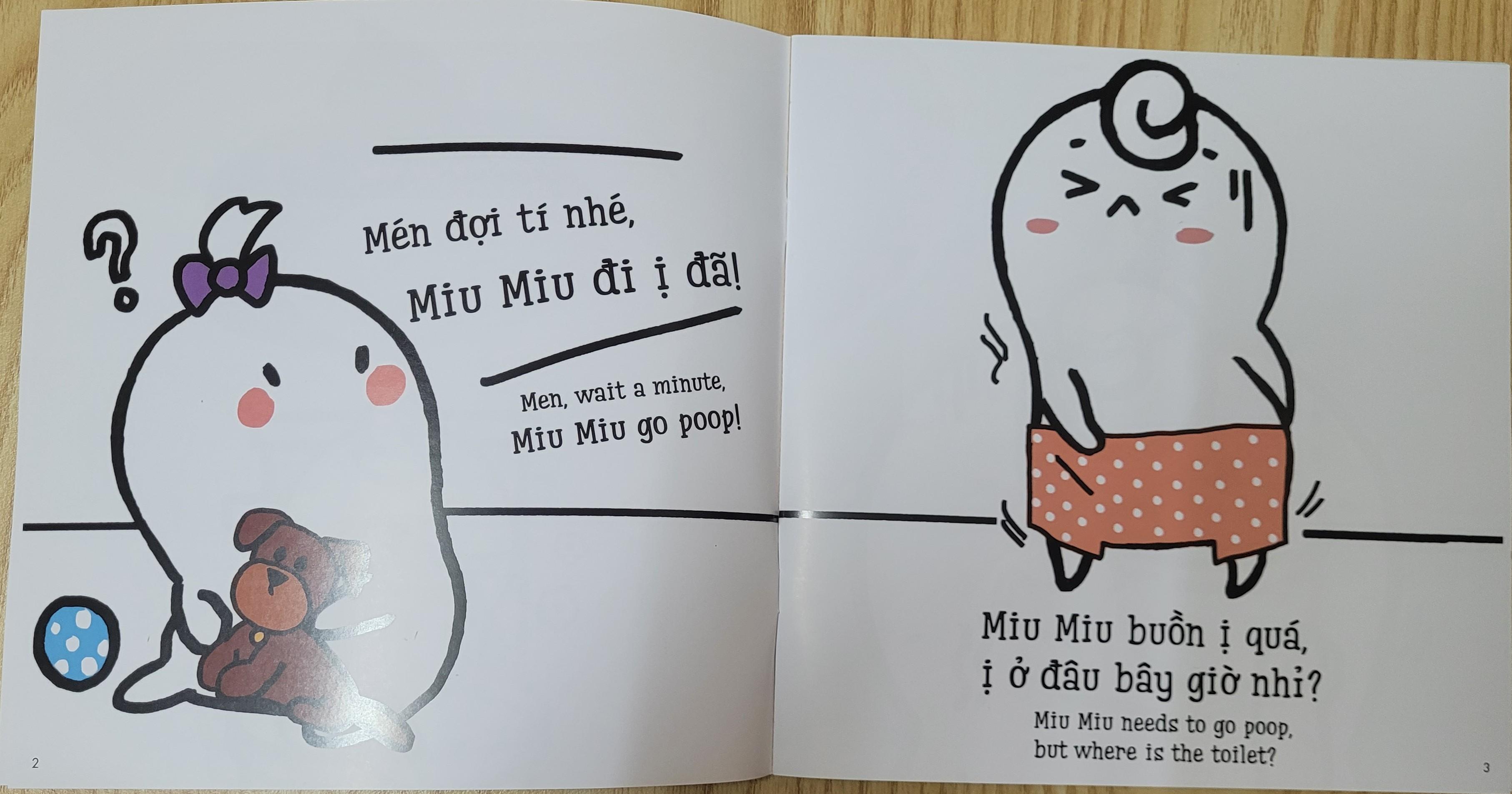 Sách Ehon Miu Miu Tự Lập Phần 1 Song Ngữ - Đi Ị