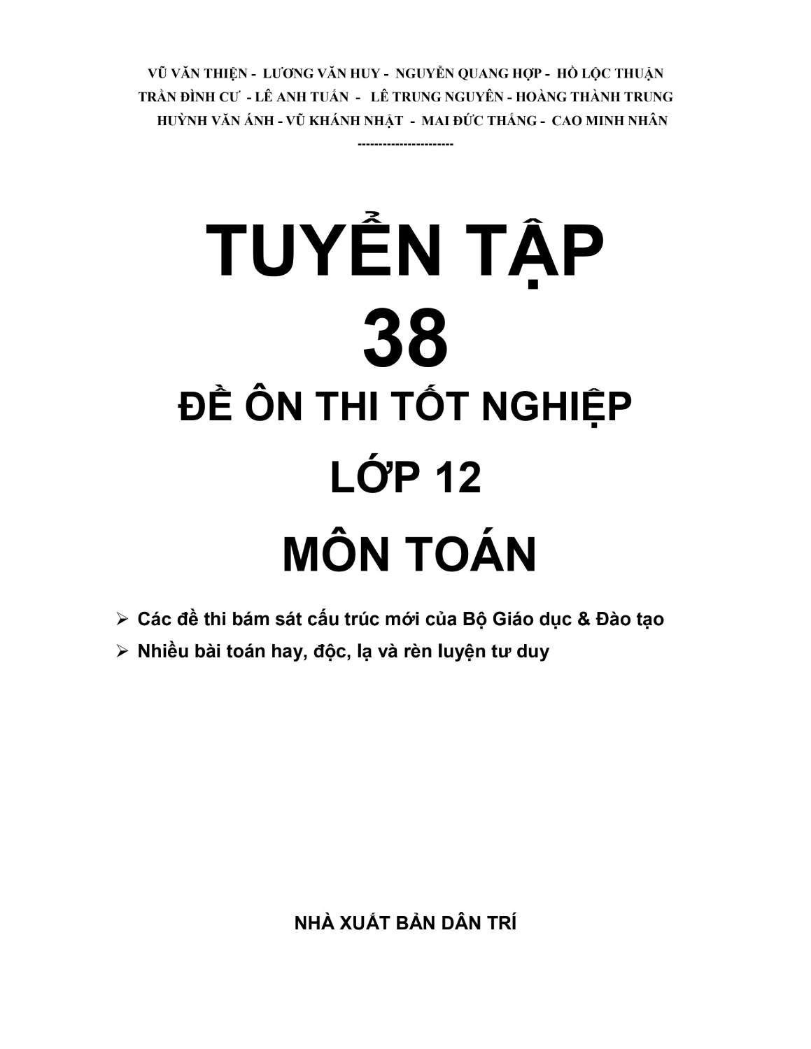 Tuyển Tập 38 Đề Ôn Thi Tốt Nghiệp Lớp 12 Môn Toán - KV