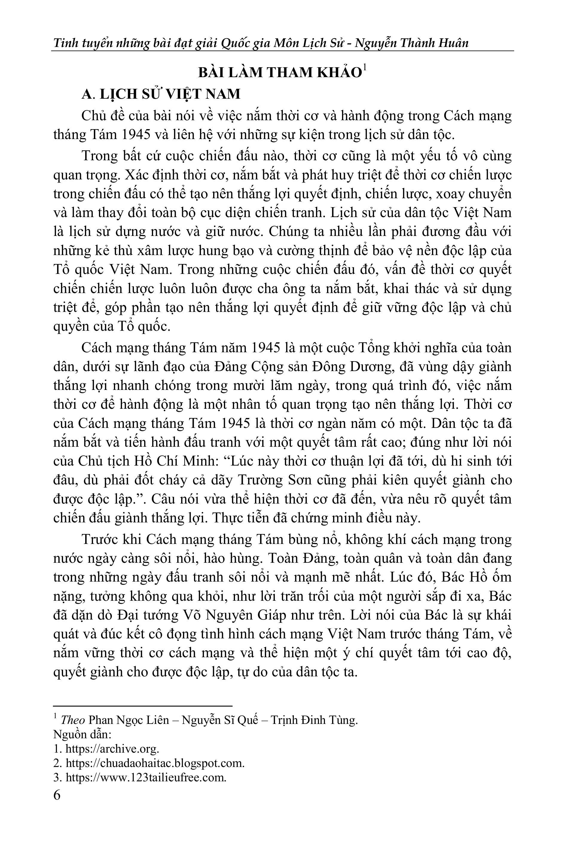 Sách - Tinh Tuyển Những Bài Đoạt Giải Quốc Gia - Môn Lịch Sử