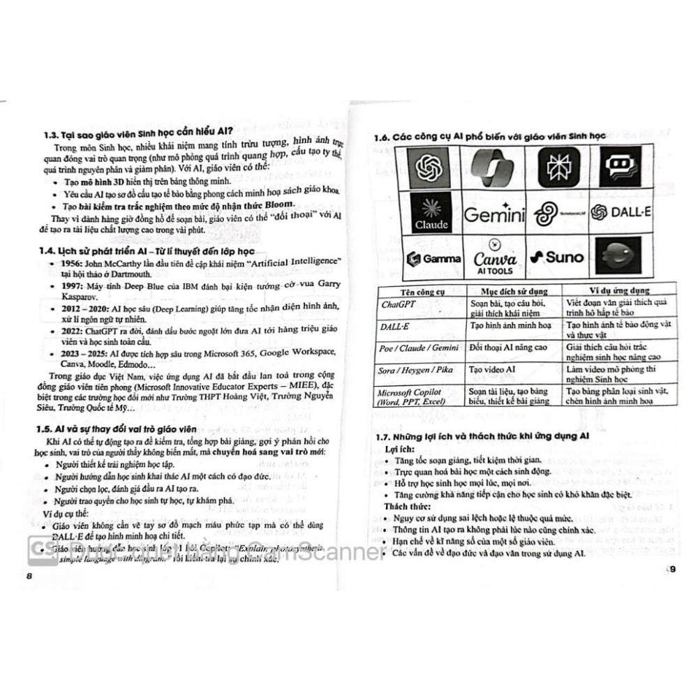 -Ứng Dụng Trí Tuệ Nhân Tạo AI Trong Dạy Và Học Môn sinh học (Dành Cho Giáo Viên Và Học Sinh - Dùng Chung Cho Các Bộ SGK)
