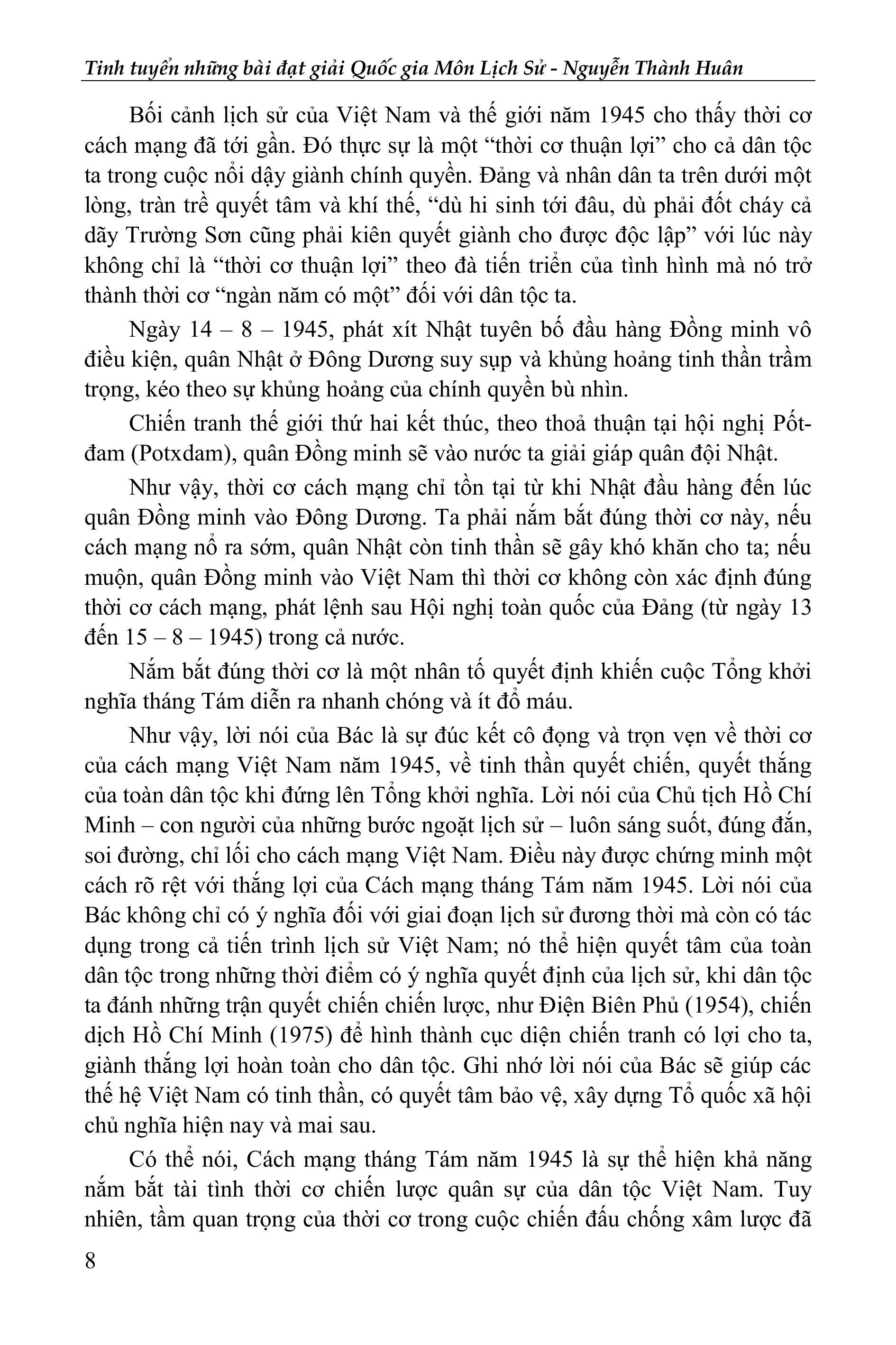 Sách - Tinh Tuyển Những Bài Đoạt Giải Quốc Gia - Môn Lịch Sử