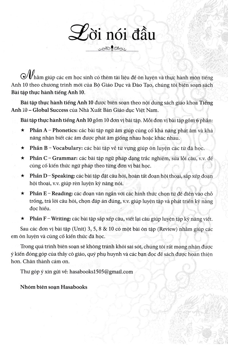 Bài Tập Thực Hành Tiếng Anh 10 (Không Đáp Án) - Dùng Kèm SGK Tiếng Anh 10 Global Success