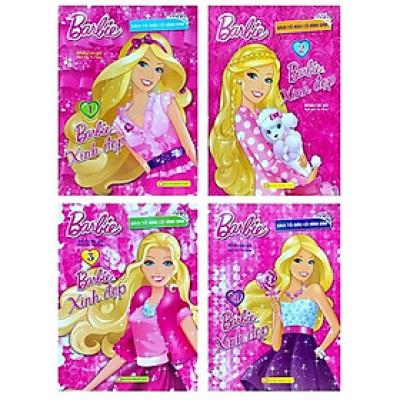 Bộ Sách Tô Màu Có Dán Hình - Barbie Xinh Đẹp (Bộ 4 Cuốn)
