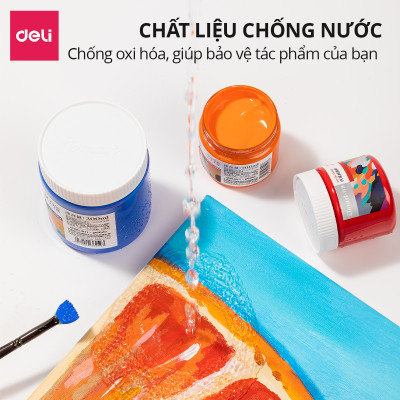 Màu Nước Acrylic Dmast Dạng Hũ 100ml Cao Cấp Deli - Dùng Để Custom Trên Vải Giày Tường Đá Full Bảng Màu Vẽ Chuyên Nghiệp