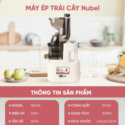 Máy Ép Chậm Nubel NB425 Công Suất 500W 2 Chế Độ Ép Kiệt Bã, Giữ Trọn Dinh Dưỡng hàng nhập khẩu