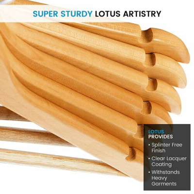 Combo CHỤC móc gỗ treo quần áo có thanh ngang màu vàng nhạt