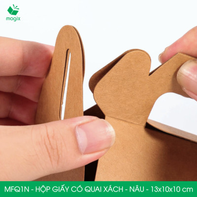 MFQ1N - 13.5x10x10 cm - 20 hộp giấy kraft có quai xách - Hộp đựng bánh ngọt, hộp quà tặng handmade
