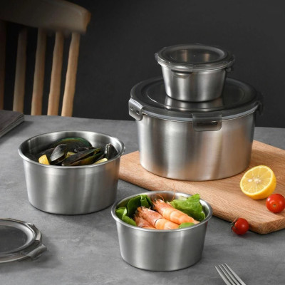 Hộp Đựng Thực Phẩm Inox 304 Hộp Đựng Cơm Trưa Thố Lạnh Có Lắp Nhựa 4 Dung Tích 350ml/600ml/1000ml/2000ml