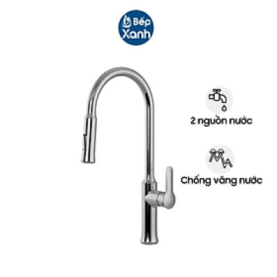 Vòi rửa chén Malloca K94C - Đồng thau mạ Chrome, Có dây rút