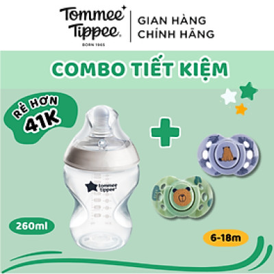 COMBO Ty ngậm Vui Nhộn Tommee Tippee FunFriends 6-18m & Bình Sữa Ty Siêu Mềm Tự Nhiên Tommee Tippee 260ml