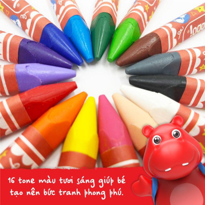 Hộp 16 Bút Sáp Màu Colorful - Clever Hippo 1601