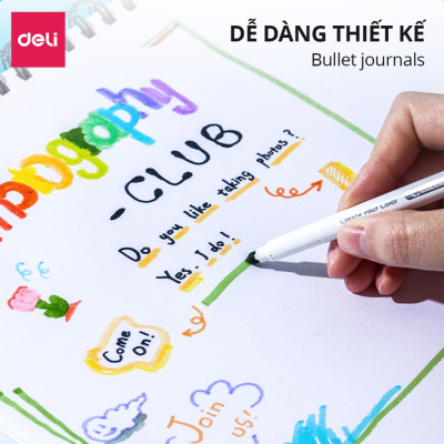Bút Lông Màu Felt Pen Deli 20/36 Màu Pastel Basic Ngòi Chóp Rửa Được- Dùng Tô Vẽ Đi Nét Calligraphy Highlight Fiber Pen