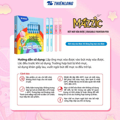 Combo 5/10 Bút máy Mazzic Thiên Long FTCE-001 - Ngòi cải tiến, trơn, êm với ống mực không lắng cặn