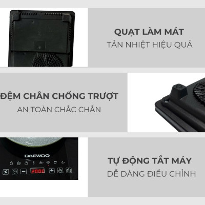 Bếp Từ Đơn Daewoo DWI-1505B, 8 chế độ cài sẵn 1500w - Hàng chính hãng