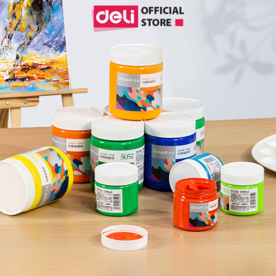 Màu Nước Acrylic Dmast Dạng Hũ 100ml Cao Cấp Deli - Dùng Để Custom Trên Vải Giày Tường Đá Full Bảng Màu Vẽ Chuyên Nghiệp