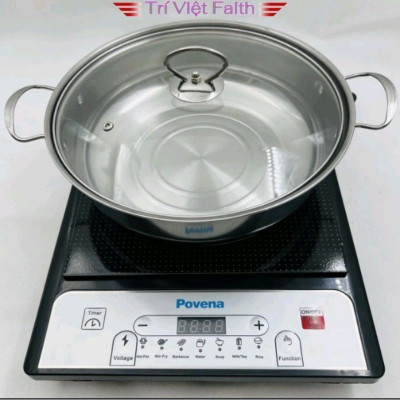 Bếp điện từ Povena PVN21 Tặng kèm nồi lẩu inox - Hàng nhập khẩu
