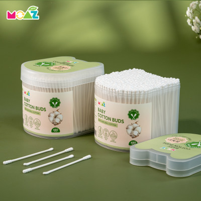 Tăm Bông Vệ Sinh Trẻ Em Moaz Eco Hộp 200 Que Và 480 Que 100% cotton tự nhiên