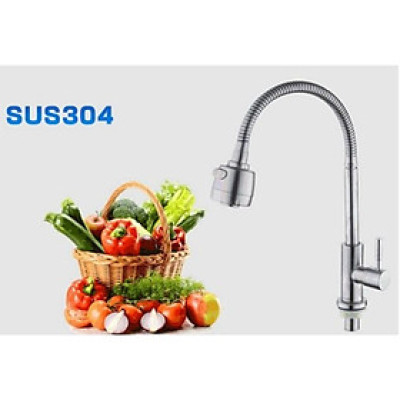 Vòi rửa chén cắm chậu cần mềm inox 304 siêu bền