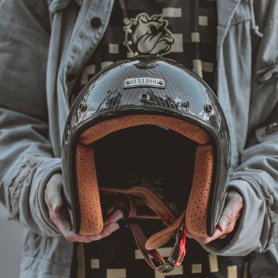 Mũ bảo hiểm 3/4 Cao Cấp Bulldog Heli Carbon - Phong Cách Cổ Điển
