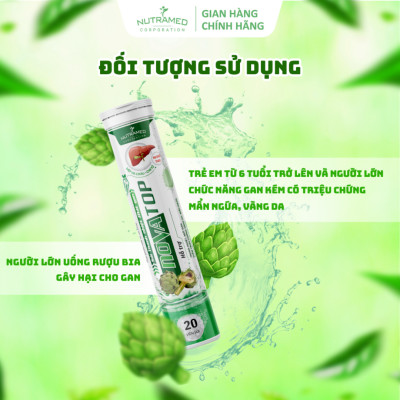 Viên sủi thanh nhiệt mát gan Novatop hỗ trợ thanh nhiệt, giảm nhiệt miệng, tiêu độc, mát gan (20 viên) - Nutramed