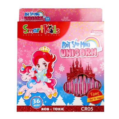 Hộp 36 Bút Sáp Màu Gift Unicorn - Smartkids CR05