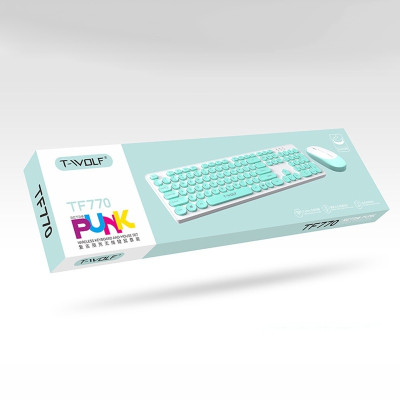 Bộ Phím Chuột Không Dây T-Wolf TF770 (Hồng/Xanh)– Hàng Chính Hãng