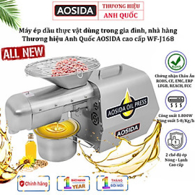 Máy ép dầu thực vật Nóng và Lạnh Thương hiệu Anh Quốc AOSIDA cao cấp WF-J168, Công Suất Cực Lớn 1800W - Bảo Hành 12 Tháng (Hàng Nhập Khẩu)