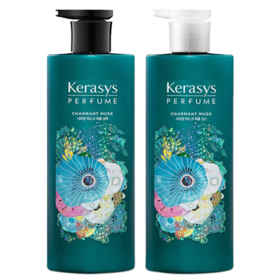 Dầu gội nước hoa hương vani và xạ hương trắng Kerasys Charmant Musk Hàn Quốc 600ml tặng kèm móc khóa 