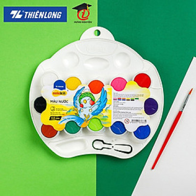 Màu nước Thiên Long 12 màu kèm khay, bút WACO-C07 