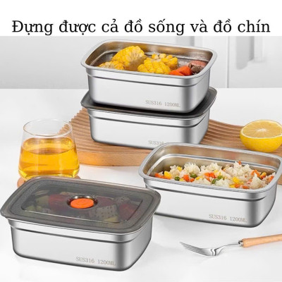 Hộp Đựng Thực Phẩm Inox Cao Cấp Kèm Nắp – Khay Inox Đựng Đồ Ăn Bảo Quản Tủ Lạnh Đủ Size - HÀNG CHÍNH HÃNG MINIIN