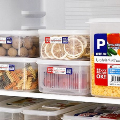 Combo 02 hộp nhựa cao cấp bảo quản thực phẩm Nakaya hình chữ nhật - Nội địa Nhật Bản