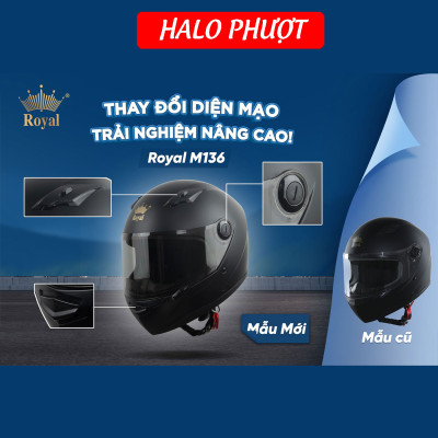Mũ Bảo Hiểm FullFace Royal M136 (Đen Mờ)