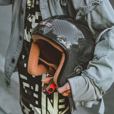 Mũ bảo hiểm 3/4 Cao Cấp Bulldog Heli Carbon - Phong Cách Cổ Điển