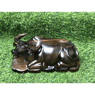 Tượng con trâu tài lộc , bằng gỗ mun kt 30×12,5×12,5cm