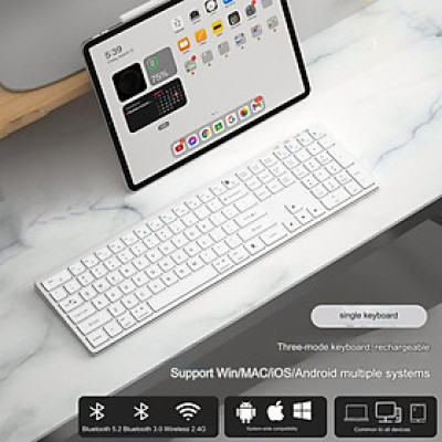 Bàn phím không dây Fullsize H859 pin sạc TypeC đa kết nối bluetooth 5.2 + 3.0 + Usb wireless 2.4G hàng nhập khẩu