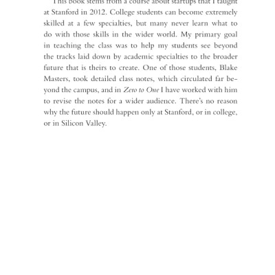 Zero To One: Notes On Start Ups, Or How To Build The Future