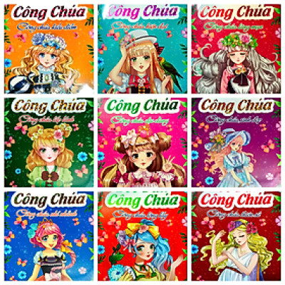 Combo Bộ Bóc Dán Công Chúa Xinh Đẹp - Bộ 9 Cuốn + Tặng Túi Mù Ngẫu Nhiên