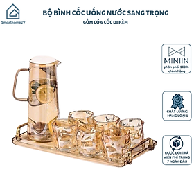 Bộ Cốc Bình Nước Thuỷ Tinh Cao Cấp Chịu Nhiệt Để Bàn Sang Trọng Cho Phòng Khách 1800ML - HÀNG CHÍNH HÃNG MINIIN