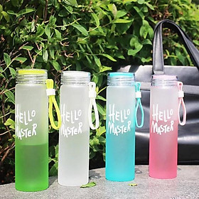 Bộ 4 bình nước thủy tinh in chữ Hello master (480ml)