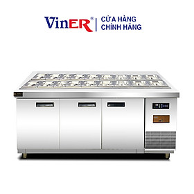 [HÀNG CHÍNH HÃNG] Tủ bàn salad 1m8 cánh inox Viner