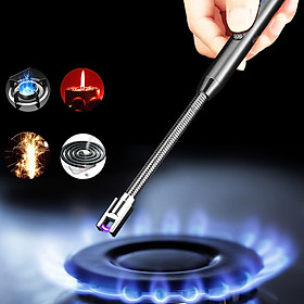 Bật Lửa Điện Tử Sạc USB Dùng Cho Tiệc Nướng BBQ - 23x1.5cm 42g - Màu Đen